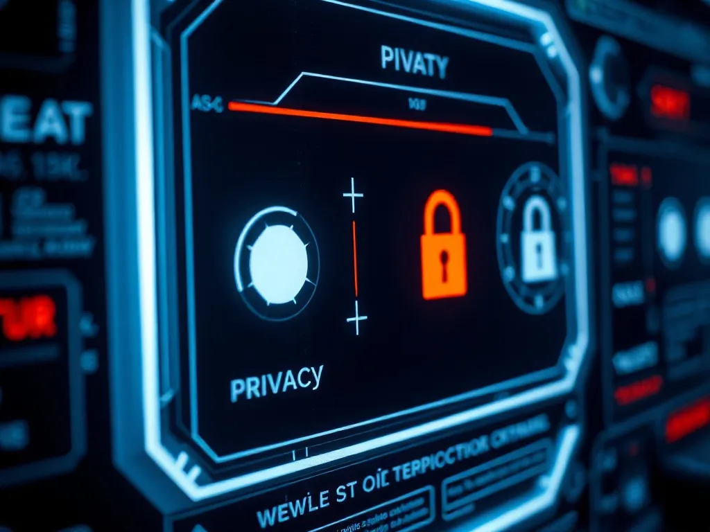 Close-up of a high-tech minimalist digital interface showing